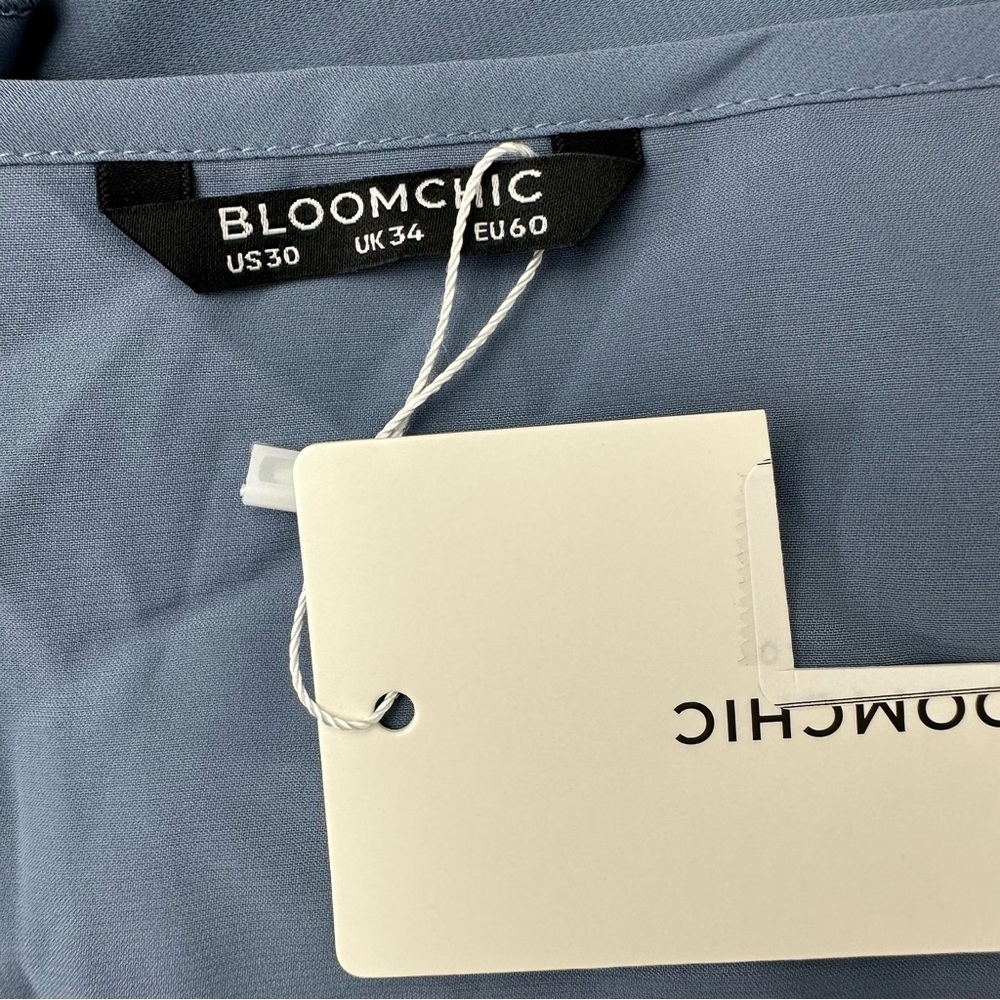 NWT BloomChic Ruffle Sleeve Blouse Size 30 Blue - Picture 4 of 4